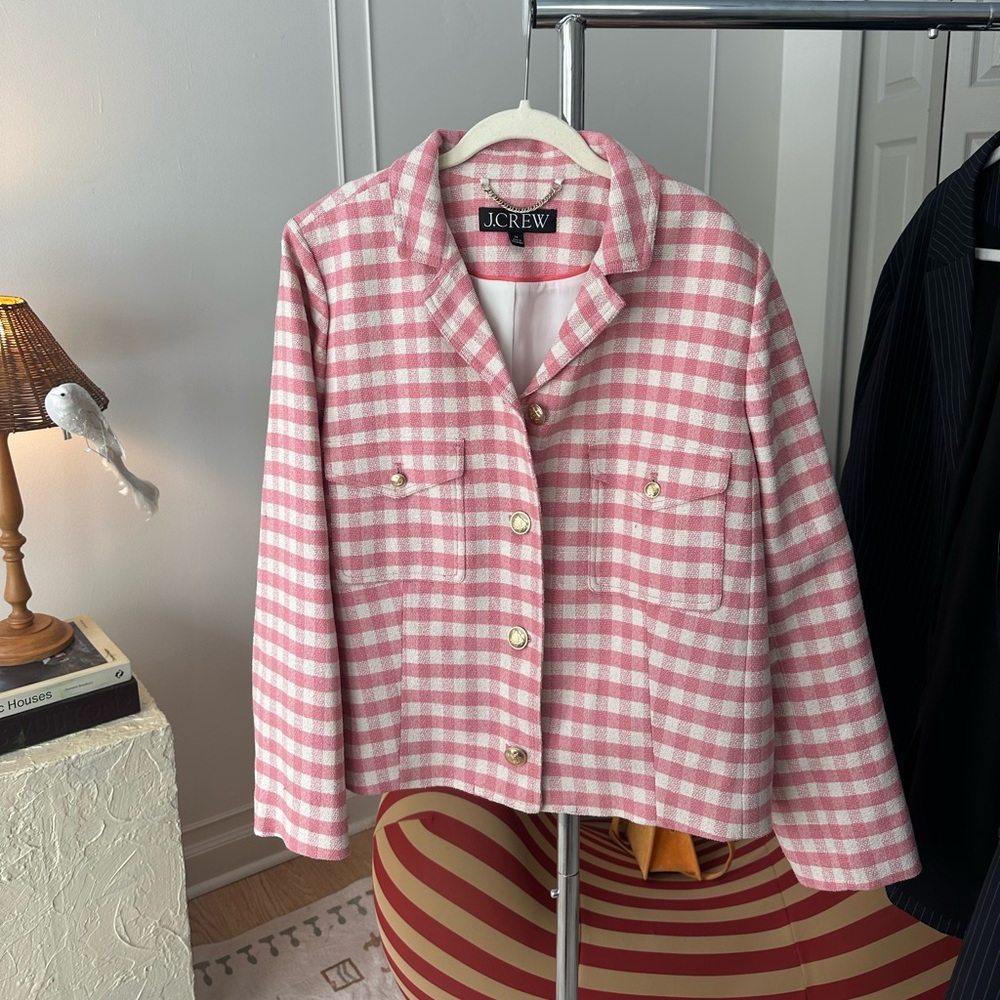 jcrew tweed gingham jacket